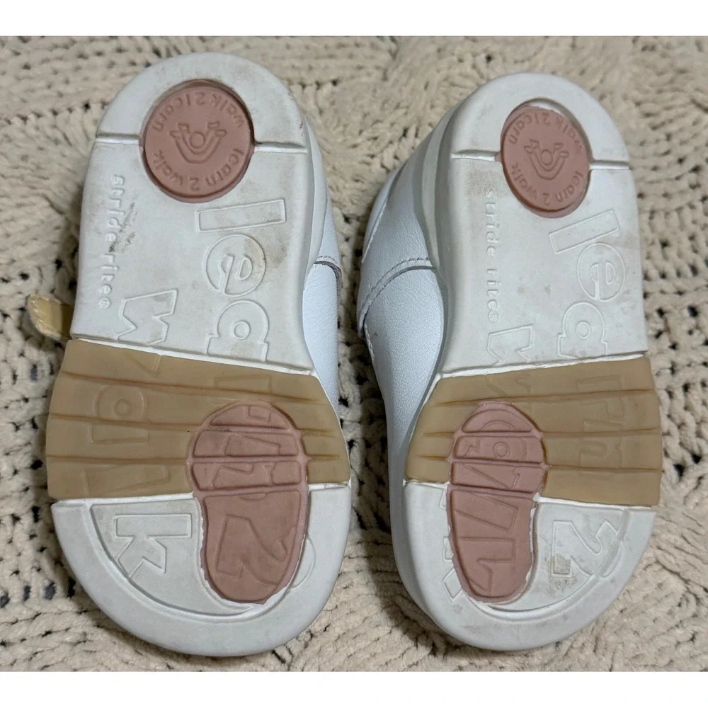 Stride Rite White Leather Mary Jane T-Strap Floral Baby Shoes 3.5W 1023050